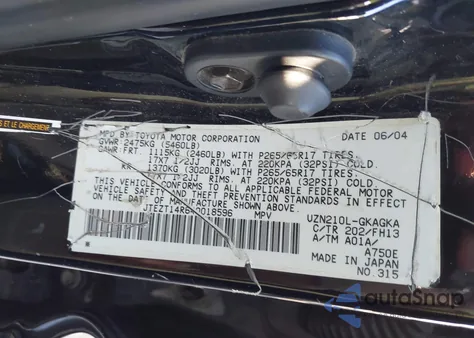 2004 Toyota 4Runner Sr5 Sport V8 from USA, damaged, VIN JTEZT14R640018596